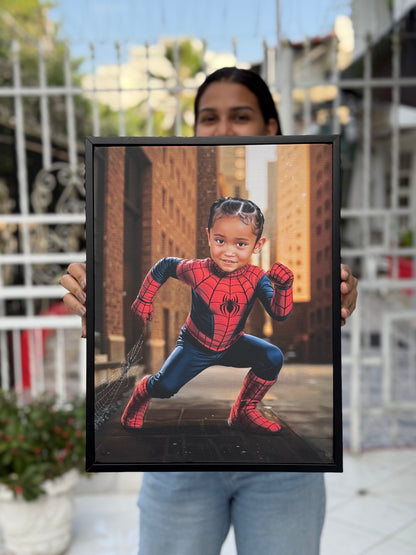 (SPIDERWOMAN). Retrato personalizado para niños de personajes Favoritos.