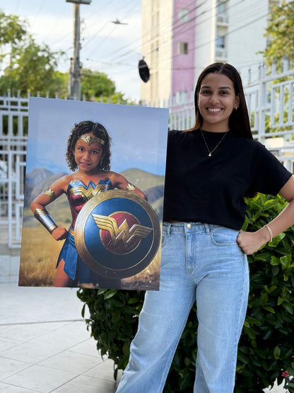 (WONDER WOMAN). Retrato personalizado para niños de personajes Favoritos.