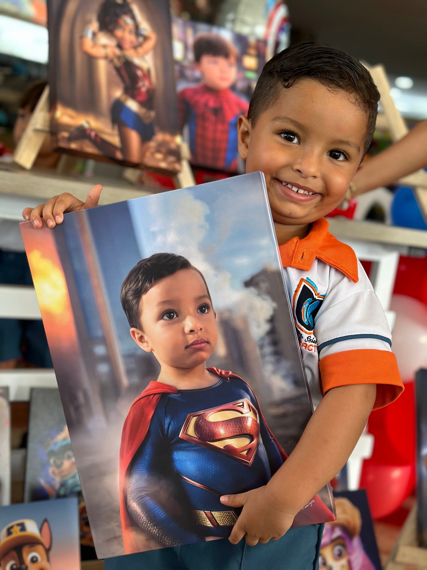 Retratos ilustrados para niños de superhéroes. cuadro impreso en lienzo medida 40x30 cm