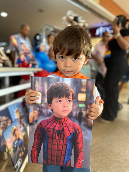 Retratos ilustrados para niños de superhéroes. cuadro impreso en lienzo medida 40x30 cm