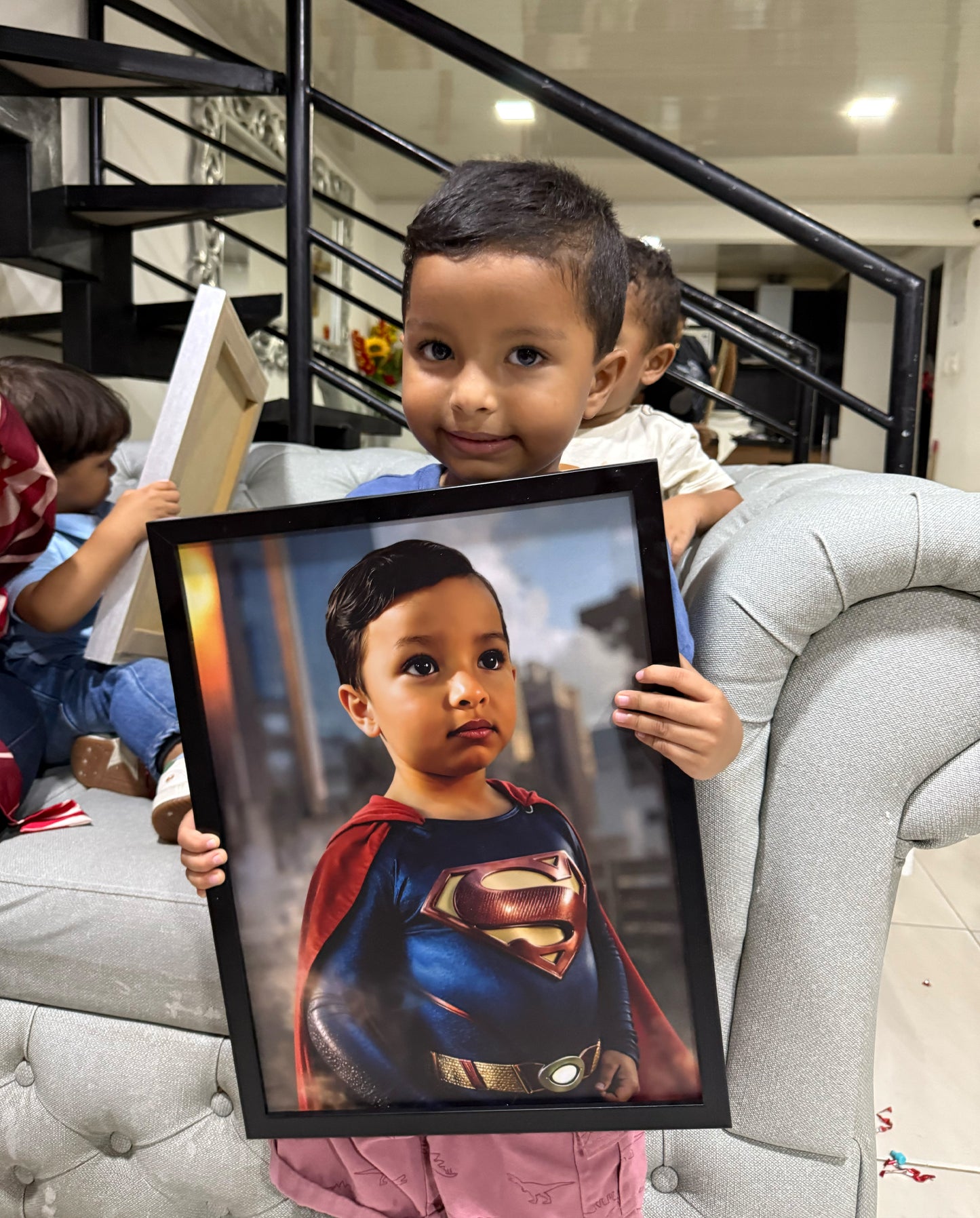 Retratos ilustrados para niños de superhéroes. cuadro impreso en lienzo medida 40x30 cm