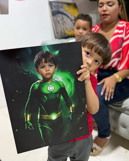 (LINTERNA VERDE) .Retrato personalizado para niños de personajes Favoritos.