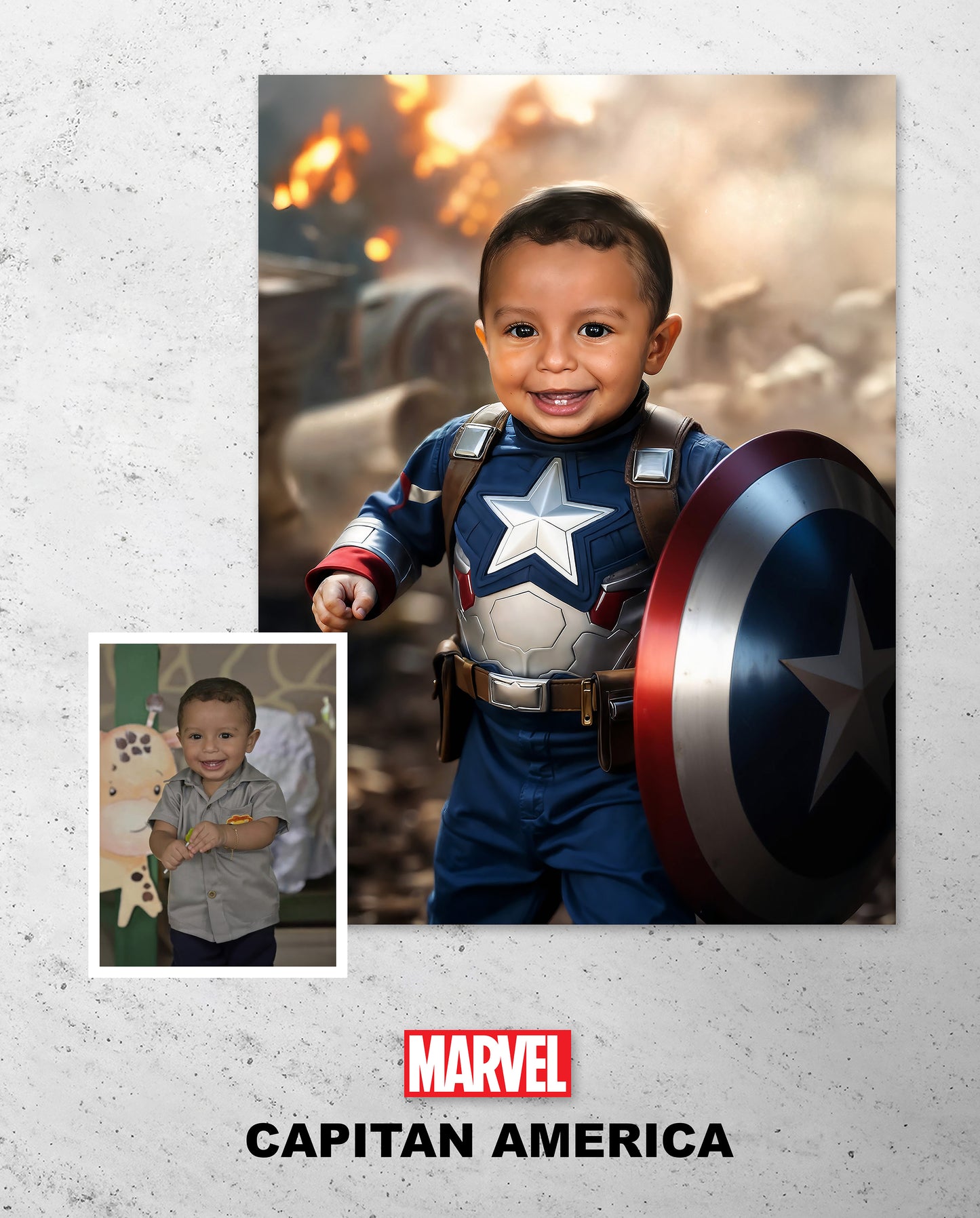 (CAPITAN AMERICA) Retrato personalizado para niños de personajes Favoritos.