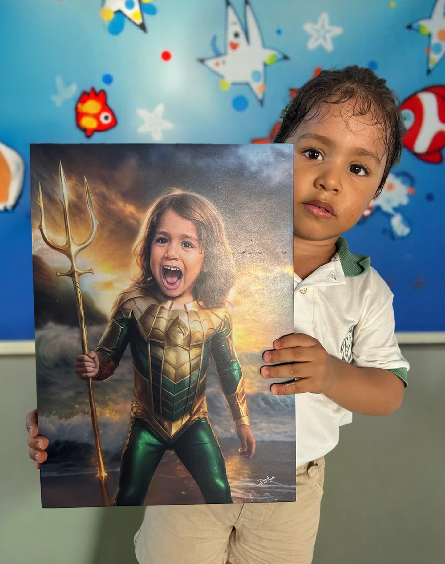 (AQUAMAN). Retrato personalizado para niños de personajes Favoritos.