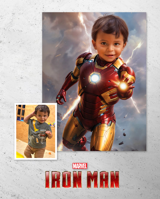 (IRONMAN). Retrato personalizado para niños de personajes Favoritos.